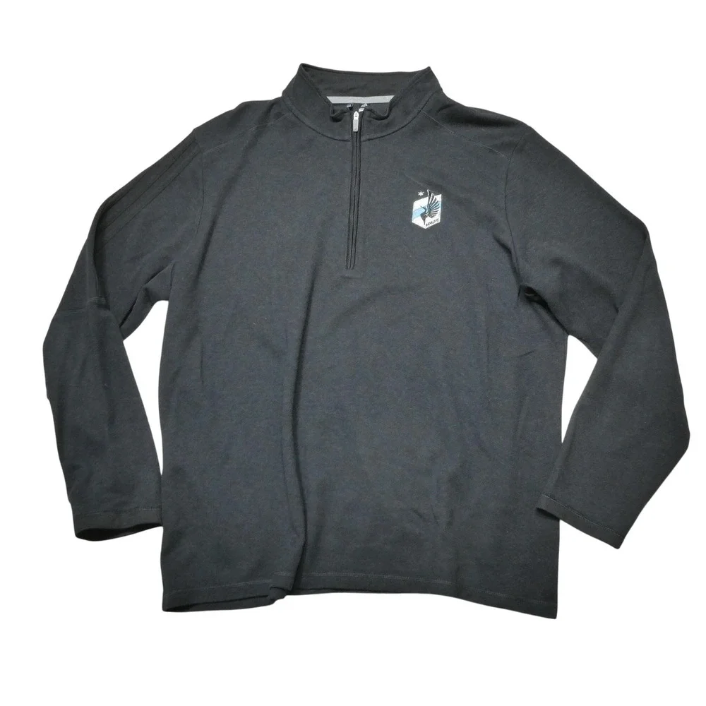 Minnesota United FC Sweatshirt Mens XL Black MLS Soccer 1/4 Zip Pullover Adidas